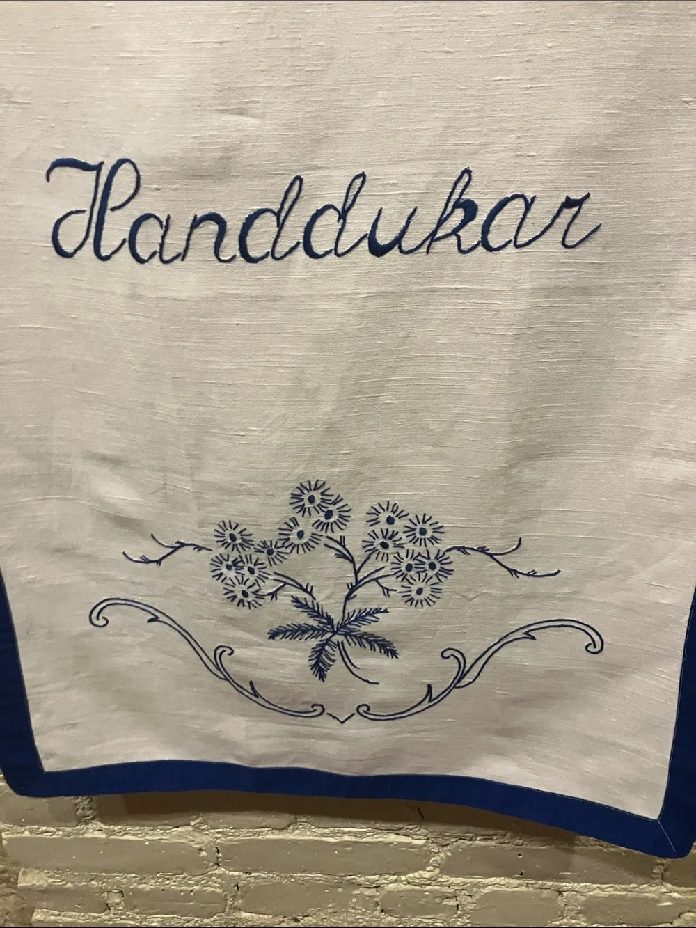 Vintage Swedish large size hand embroidered guest towel dish towel